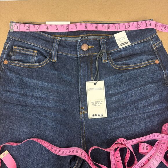 Judy Blue Wide Leg High Waist Jeans Womens 7/28 Dark Wash Blue Stretch - Picture 4 of 11